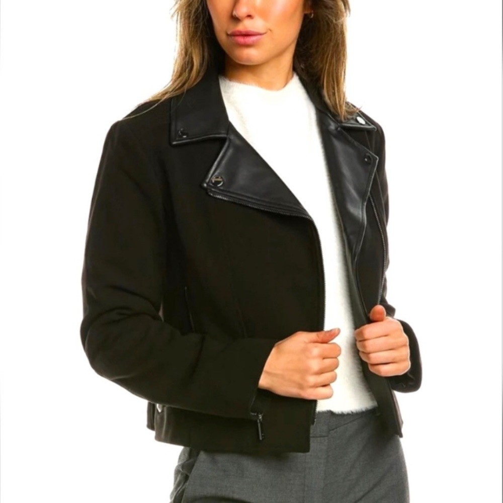 TED BAKER LONDON Topas FAUX LEATHER COLLAR BIKER JACKET 4 NWT